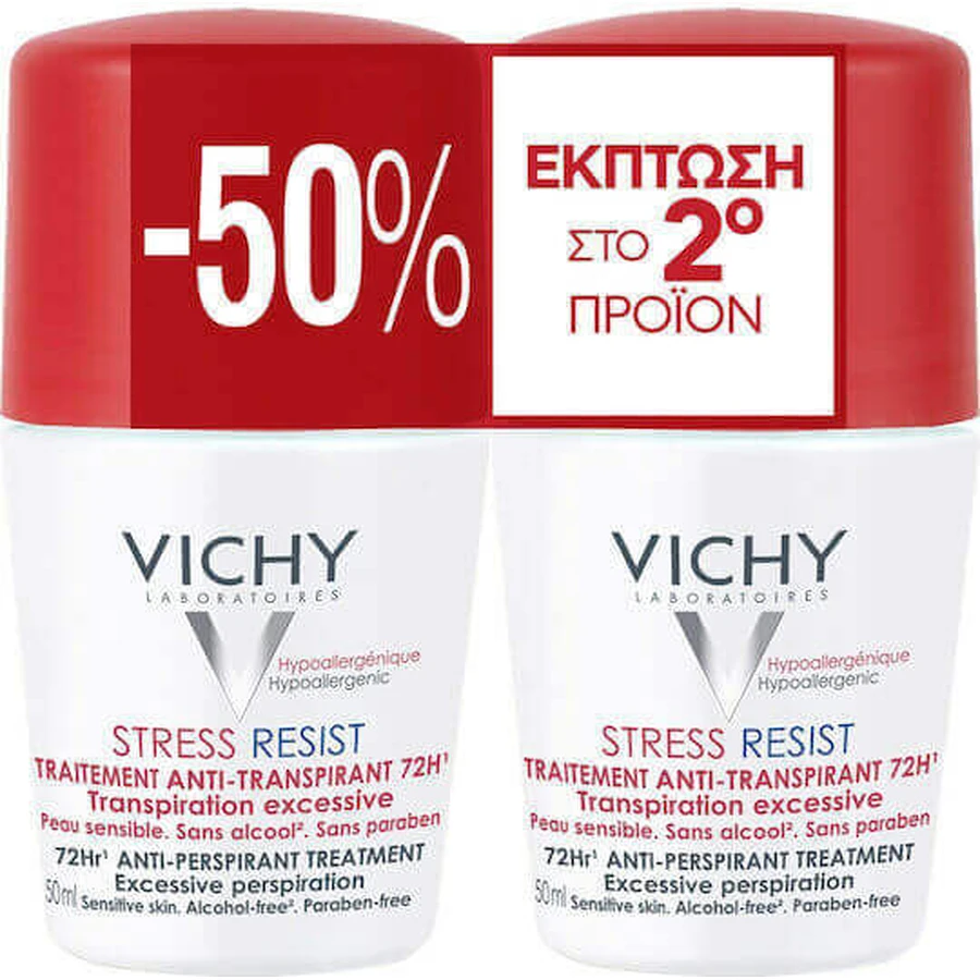 Vichy Stress Resist для чрезмерного потоотделения Дезодорант 72h Roll-On 2х50 мл: цены и характеристики