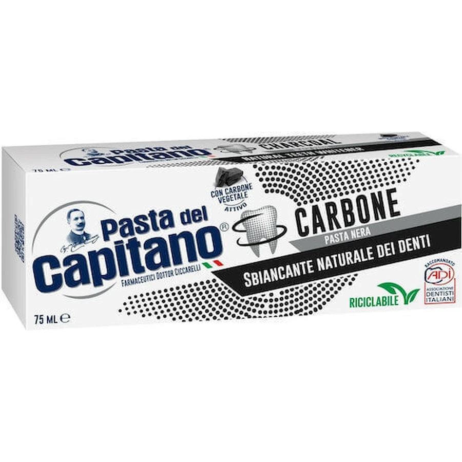Pasta del Capitano Отбеливание с натуральным активированным углем Активированная угольная зубная паста для отбеливания 75 мл: цены и характеристики