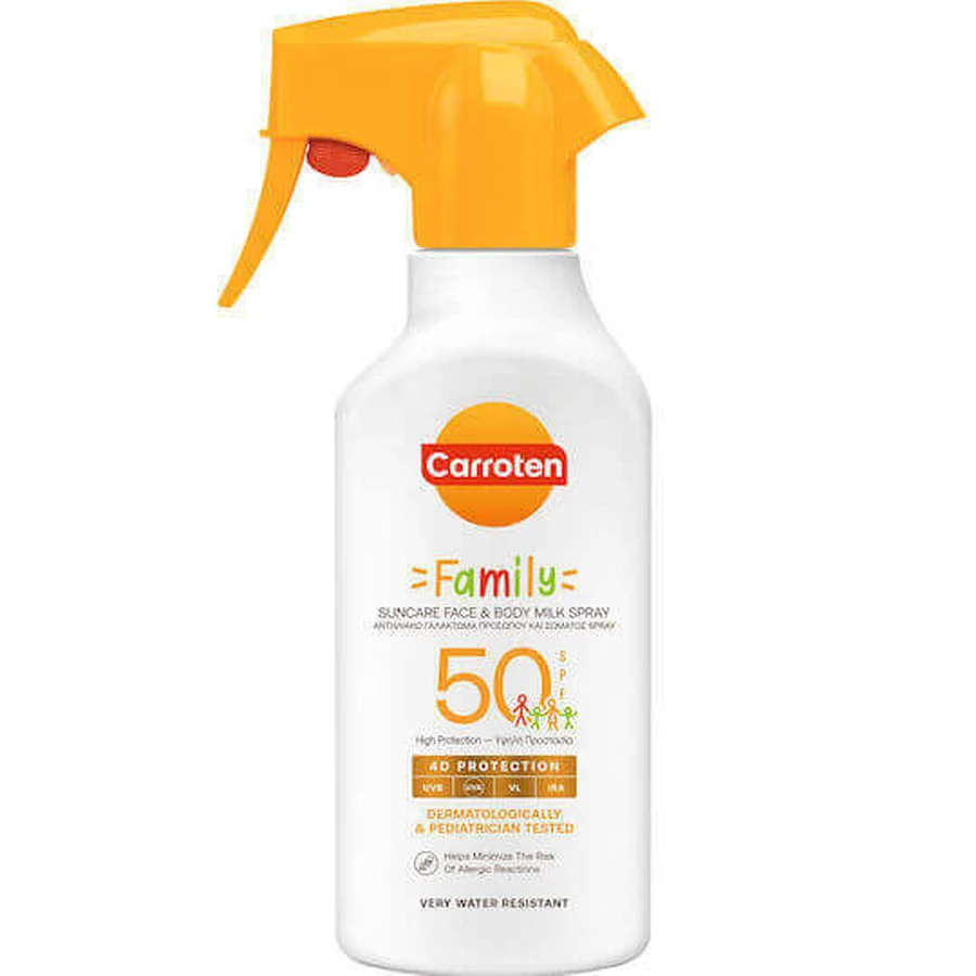 Carroten Family Водостойкий солнцезащитный крем для лица и тела SPF50 спрей 270 мл: цены и характеристики