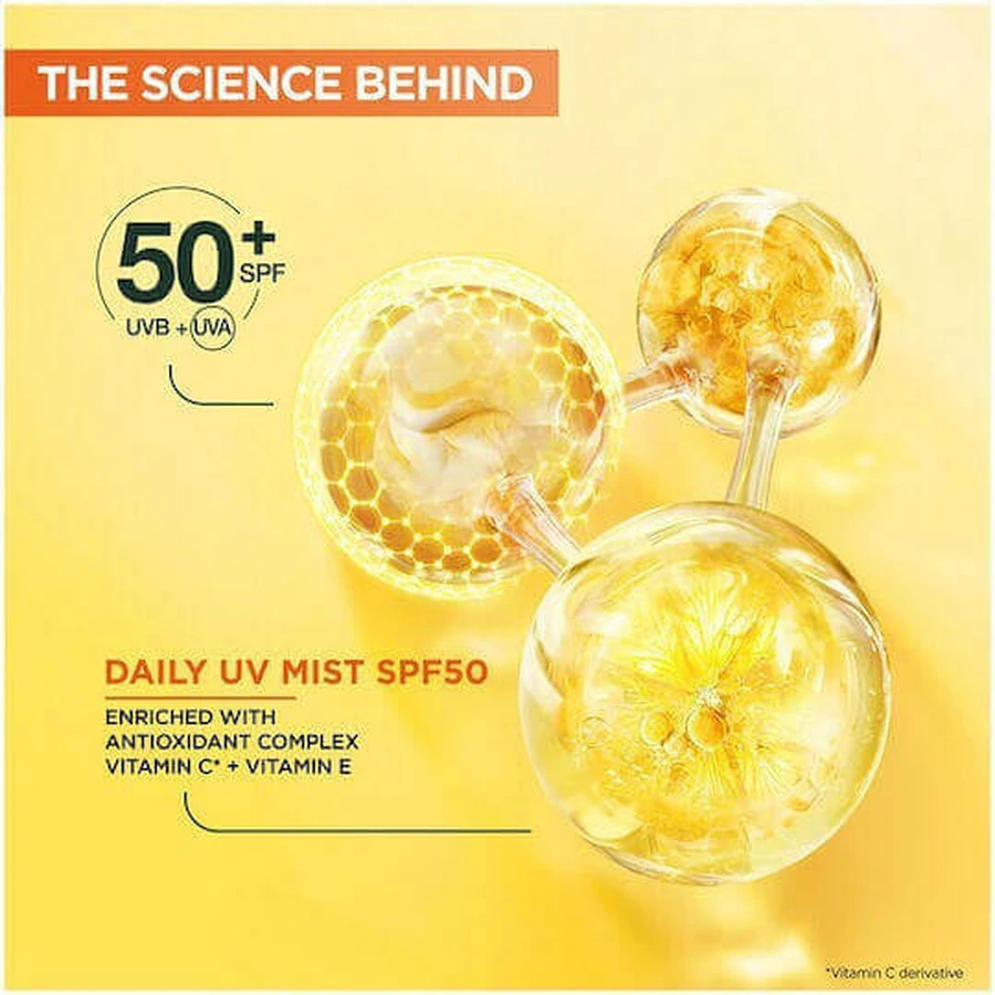 Garnier Vitamin C Brightening Over Make-Up Sunscreen Face Mist SPF50+ 75ml: цены и характеристики