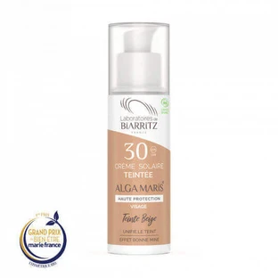 Відтіночний водостійкий сонцезахисний крем для обличчя Laboratories de Biarritz SPF30 з відтінком 02 Бежевий 50 мл