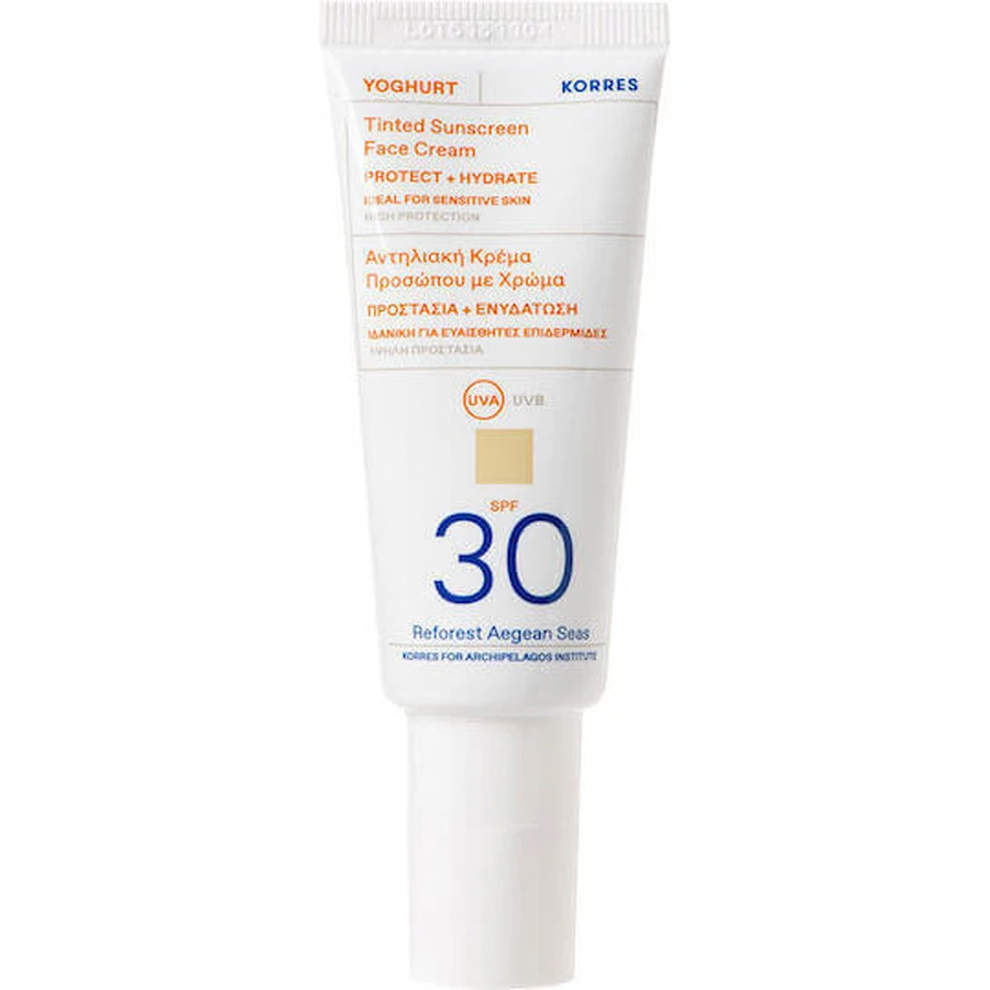 Korres Yogurt Йогуртовий водостійкий сонцезахисний крем для обличчя SPF30 з пігментом 40мл: ціни та характеристики