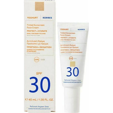 Korres Yogurt Йогуртовий водостійкий сонцезахисний крем для обличчя SPF30 з пігментом 40мл: ціни та характеристики