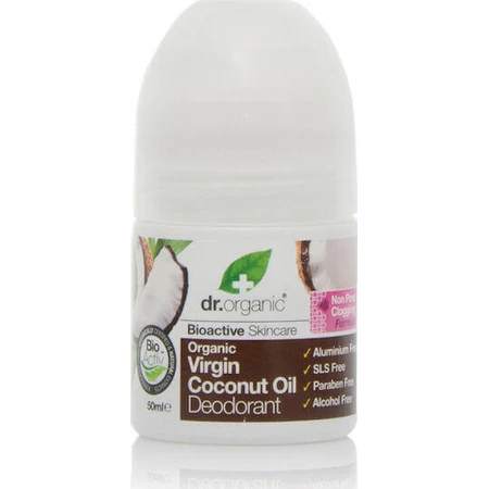 Dr.Organic Органическое натуральное дезодорант ролл-он Virgin Coconut Oil без алюминия 50 мл: цены и характеристики