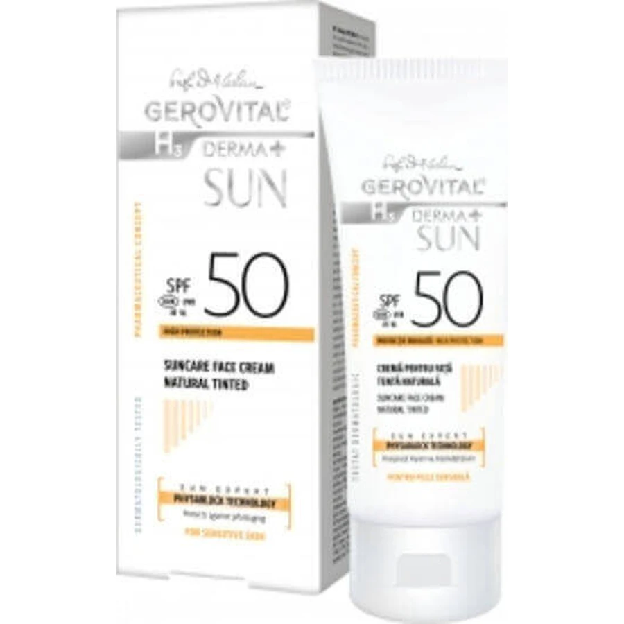 Gerovital H3 Derma+ Сонцезахисний крем від сонця SPF50 з натуральним кольором 50 мл: ціни та характеристики