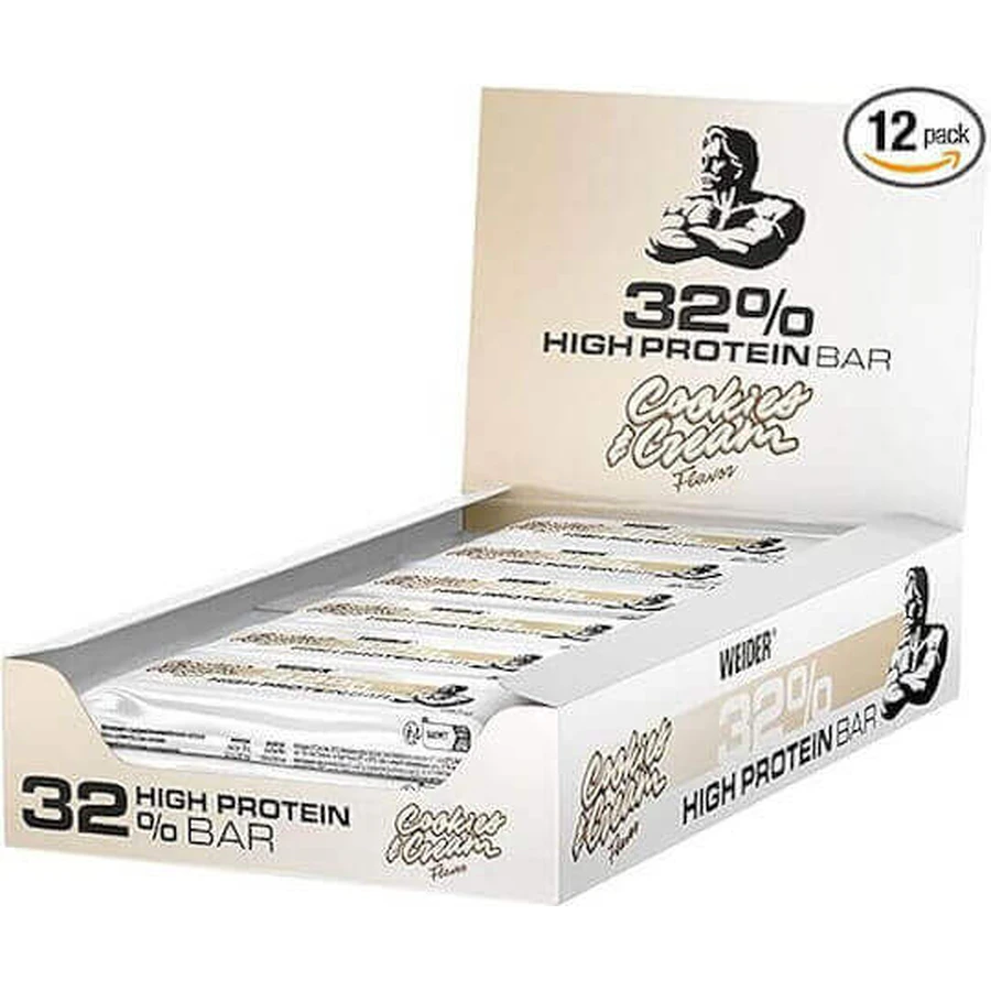 Батончики Weider Nutrition з 32% білка та смаковим печивом і кремом 12x60гр: ціни та характеристики