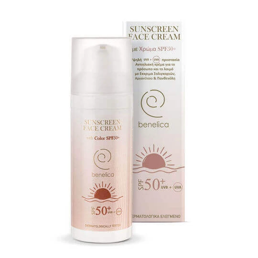 Benelica Водостійкий сонцезахисний крем для обличчя проти старіння SPF50 з кольором 50 мл: ціни та характеристики