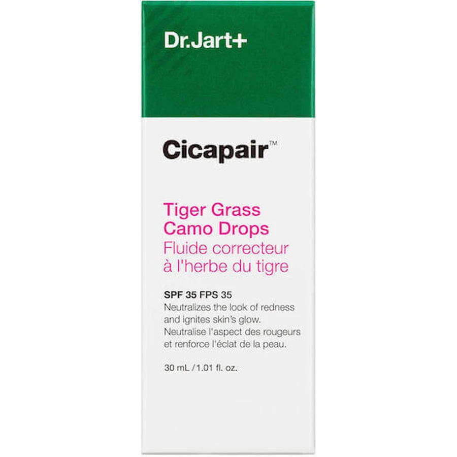Dr. Jart+ Cicapair Tiger Grass Camo Drops Успокаивающая и увлажняющая сыворотка для лица SPF35 с центеллой азиатской против сияния и акне 30 мл: цены и характеристики