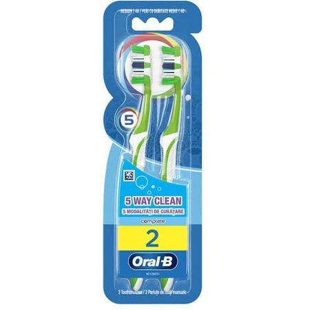 Oral-B Complete 5 Way Clean 40 1+1 Зубная щетка средняя фуксия - голубая 2шт 2шт: цены и характеристики