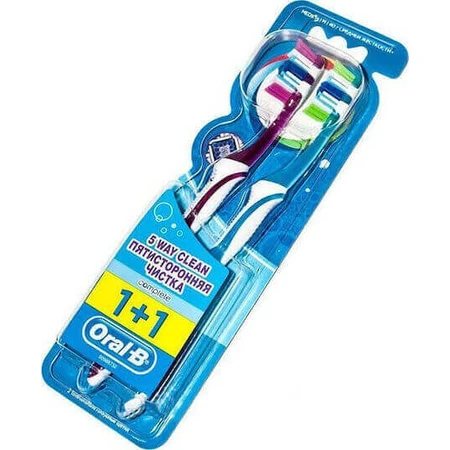 Oral-B Complete 5 Way Clean 40 1+1 Зубная щетка средняя фуксия - голубая 2шт 2шт: цены и характеристики