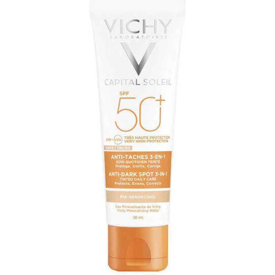 Vichy Capital Soleil Capital Soleil 3-в-1 Водостойкий крем для лица против пигментных пятен 3-в-1 с SPF50 с пигментом 50 мл: цены и характеристики