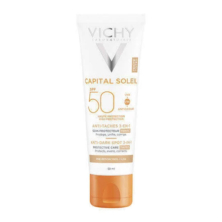 Vichy Capital Soleil Capital Soleil 3-в-1 Водостойкий крем для лица против пигментных пятен 3-в-1 с SPF50 с пигментом 50 мл: цены и характеристики