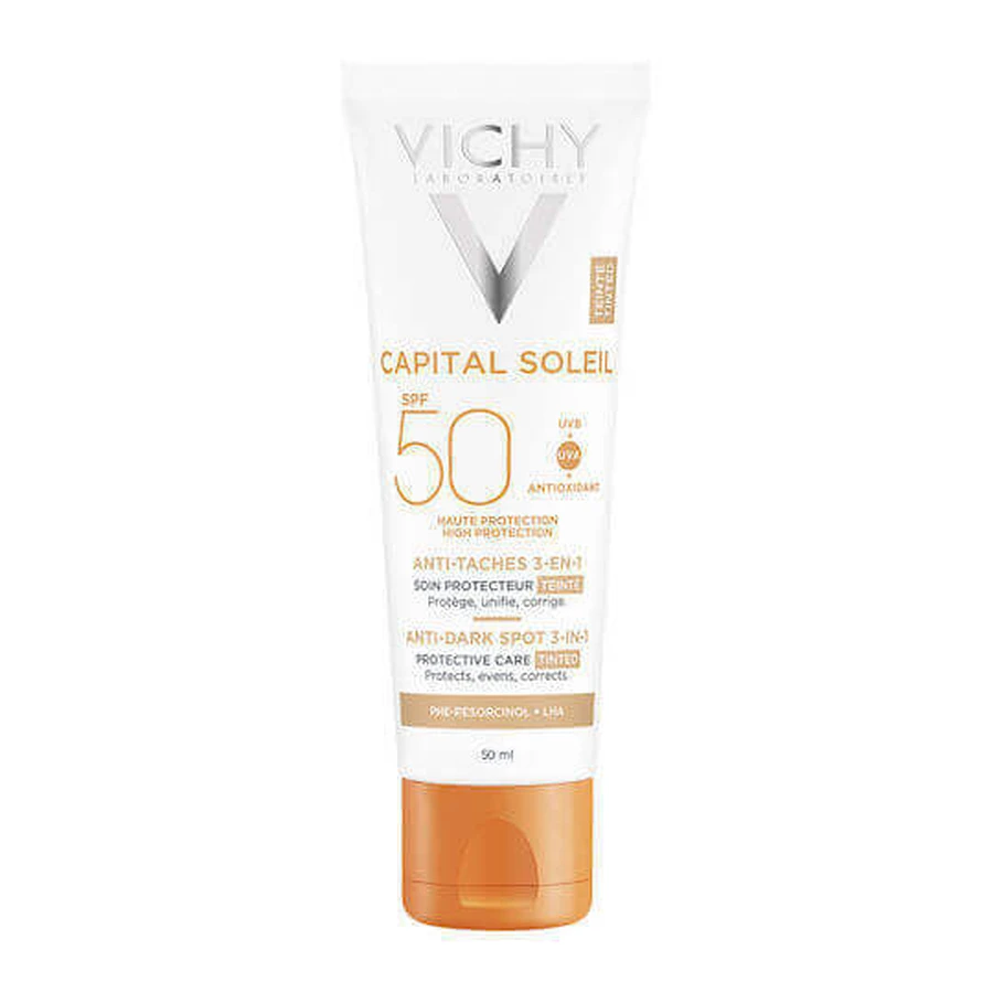 Vichy Capital Soleil Capital Soleil 3-в-1 Водостойкий крем для лица против пигментных пятен 3-в-1 с SPF50 с пигментом 50 мл: цены и характеристики