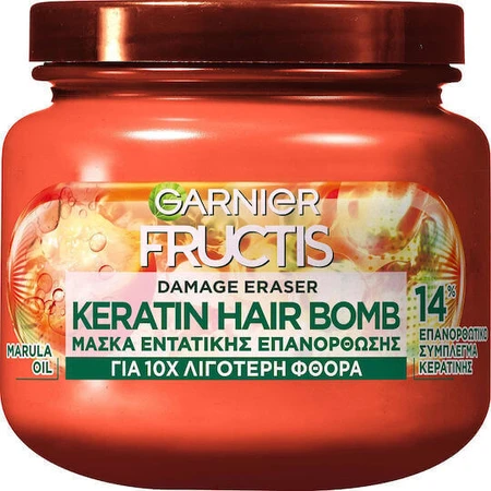 Garnier Fructis Фруктовий ластик для усунення пошкоджень кератинової бомби для волосся відновлююча маска для волосся 320 мл: ціни та характеристики