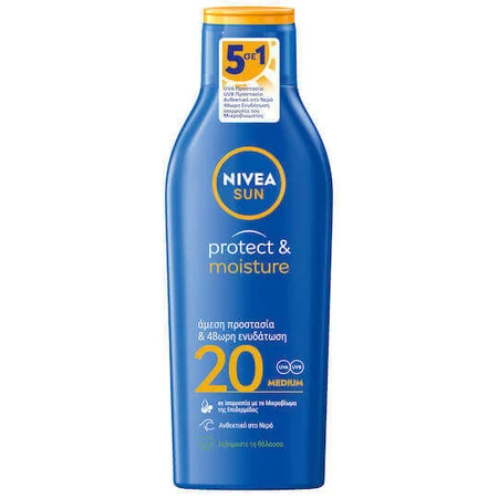 Nivea Protect & Moisture Водостійкий сонцезахисний крем для тіла SPF20 200 мл: ціни та характеристики