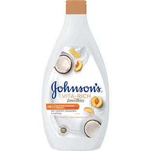 Johnson & Johnson Vita Rich Smoothies Йогурт, персик і кокос Зволожуючий лосьйон для тіла зі смаком кокоса для сухої шкіри 400 мл