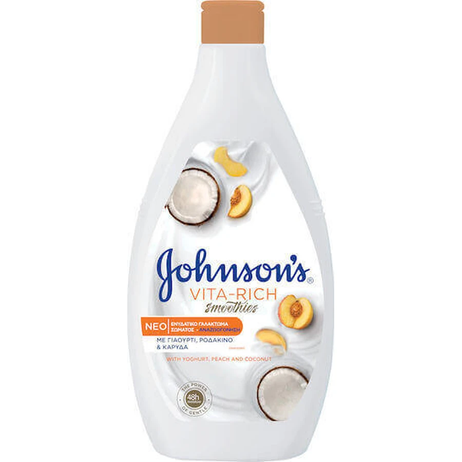 Johnson & Johnson Vita Rich Smoothies Йогурт, персик і кокос Зволожуючий лосьйон для тіла зі смаком кокоса для сухої шкіри 400 мл: ціни та характеристики