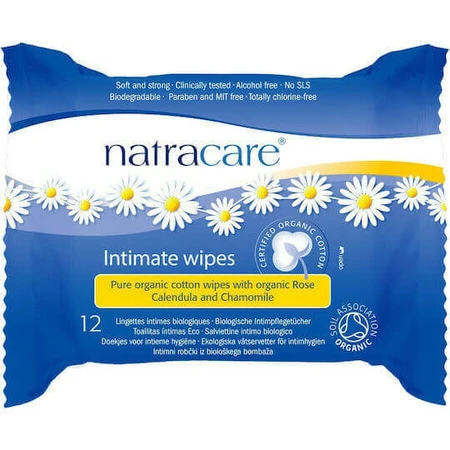 Natracare Вологі очищувальні серветки для чутливих зон серветки 12шт: ціни та характеристики