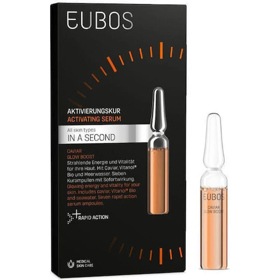 Зволожуюча та омолоджуюча сироватка для обличчя Eubos In A Second з ікрою для детоксикації та сяйва 7х2 мл: ціни та характеристики