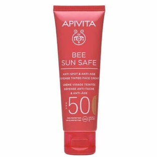 Apivita Bee Sun Safe Сонцезахисний крем для обличчя проти пігментних плям та проти старіння SPF50 з золотистим пігментом 50 мл