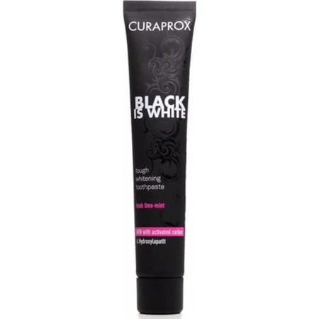 Curaprox Black is White Жесткое отбеливание Зубная паста с активированным углем для отбеливания 90 мл: цены и характеристики
