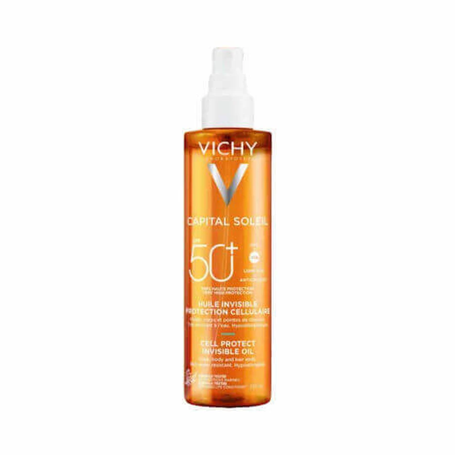 Vichy Capital Soleil Capital Soleil Cell Protect Невидимий водонепроникний сонцезахисний крем для обличчя та тіла SPF50 Спрей 200 мл: ціни та характеристики