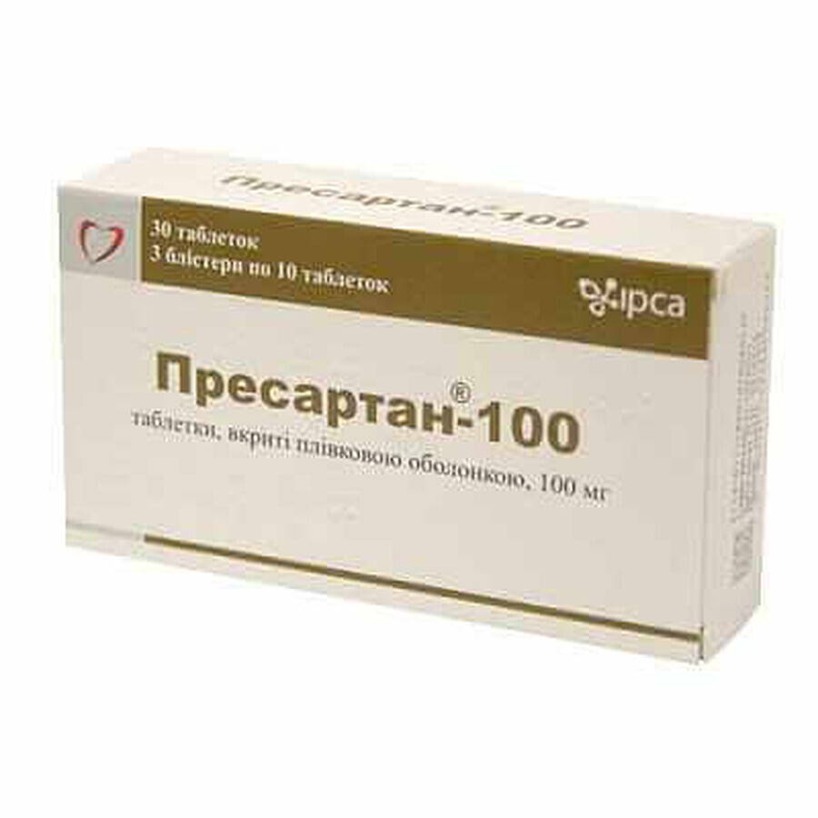 Пресартан-100 таблетки в/плівк. обол. 100 мг блістер №30