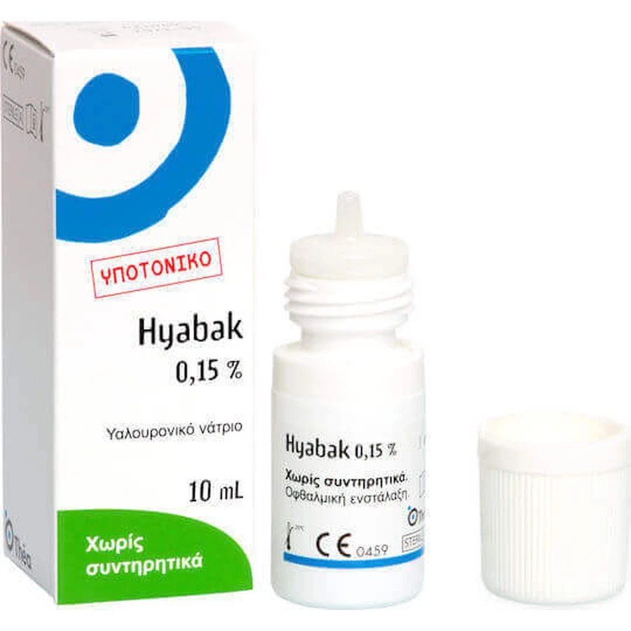 Thea Pharma Hellas Hellas Hyabak Protector 0,15% гіалуронової кислоти очні краплі для сухих очей 10мл: ціни та характеристики