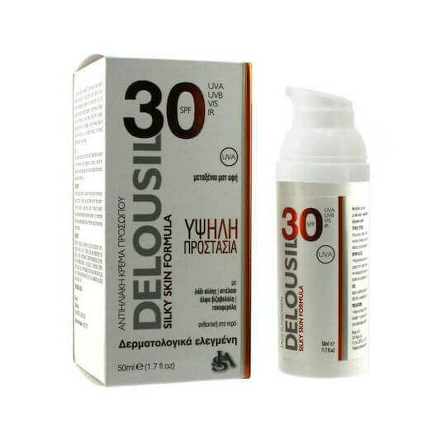 Delousil Silky Skin Солнцезащитный крем для лица SPF30 50 мл: цены и характеристики