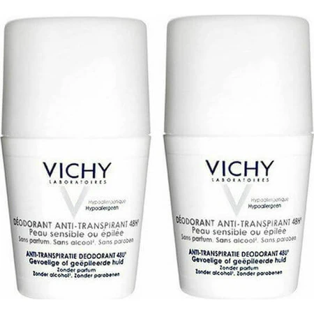 Vichy Успокаивающий дезодорант для чувствительной и депилированной кожи 48 часов ролл-он 2х50 мл: цены и характеристики