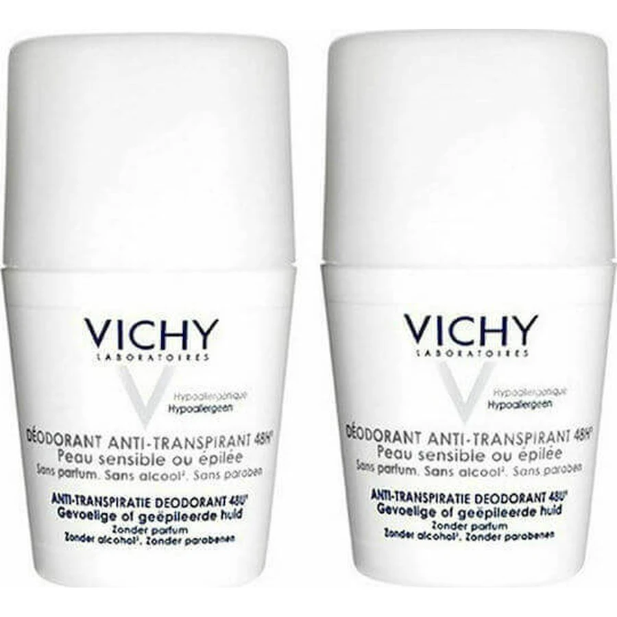 Vichy Успокаивающий дезодорант для чувствительной и депилированной кожи 48 часов ролл-он 2х50 мл: цены и характеристики