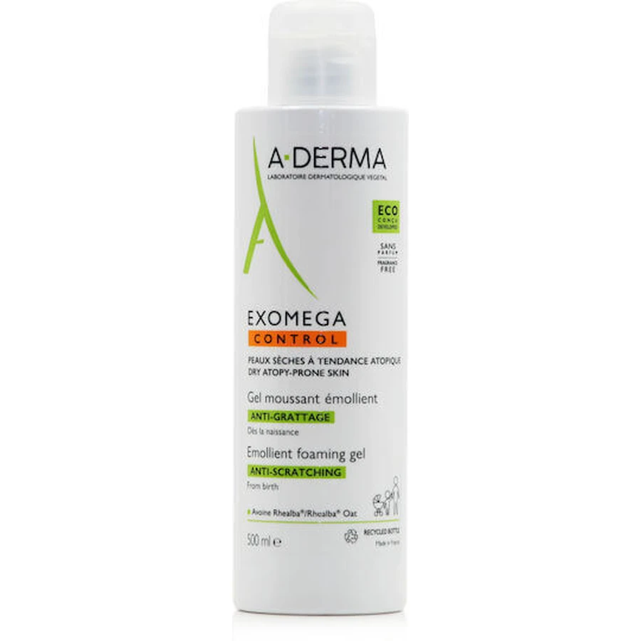 A-Derma Exomega Exomega Control Пом'якшувальний піноутворюючий гель для тіла, що підходить для атопічної шкіри 500 мл: ціни та характеристики