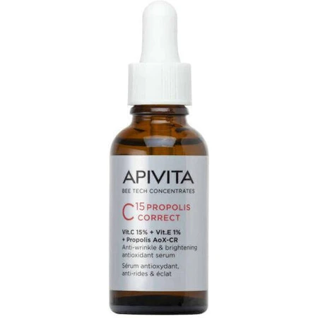 Apivita C15 Прополис Корректирующая антивозрастная сыворотка для лица с витамином С и витамином Е для детоксикации и осветления 30 мл: цены и характеристики