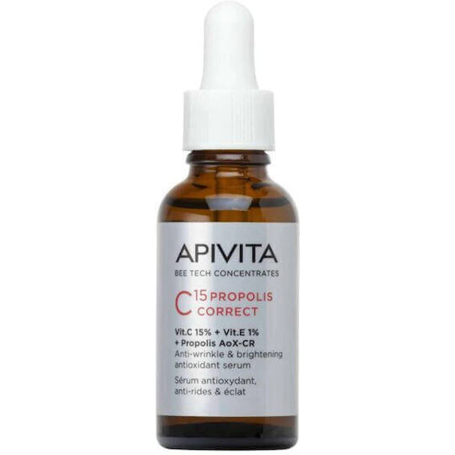 Apivita C15 Прополис Корректирующая антивозрастная сыворотка для лица с витамином С и витамином Е для детоксикации и осветления 30 мл: цены и характеристики