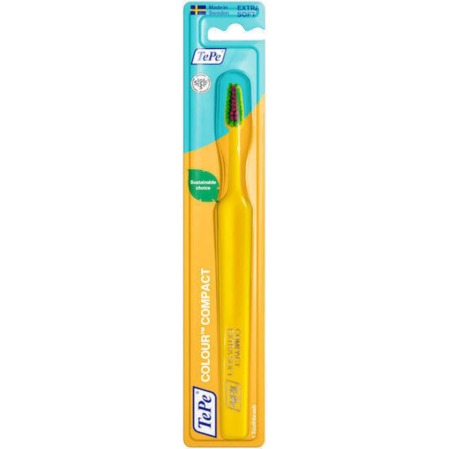 TePe Colour Compact Зубная щетка экстра мягкая желто-зеленая: цены и характеристики