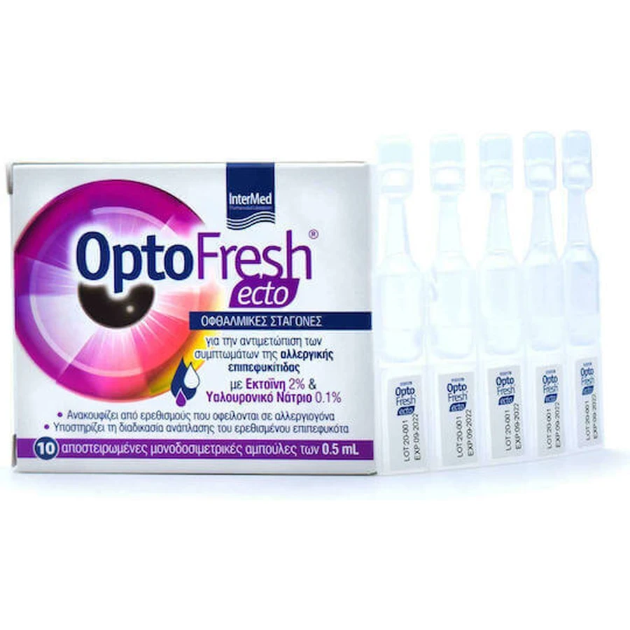 Краплі очні з гіалуроновою кислотою InterMed OptoFresh Ecto 10х0,5мл: ціни та характеристики