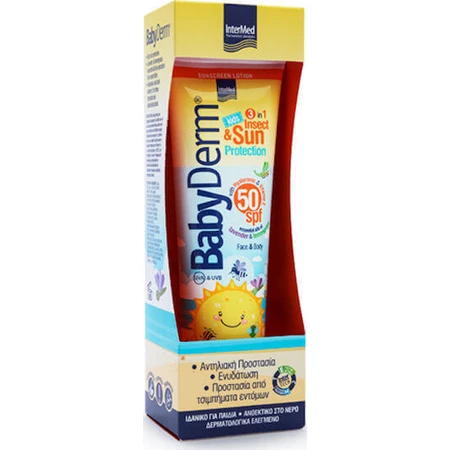 InterMed Babyderm Водостійкий дитячий сонцезахисний крем для обличчя та тіла емульсія SPF50 300мл: ціни та характеристики