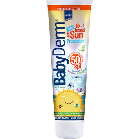 InterMed Babyderm Водостійкий дитячий сонцезахисний крем для обличчя та тіла емульсія SPF50 300мл: ціни та характеристики