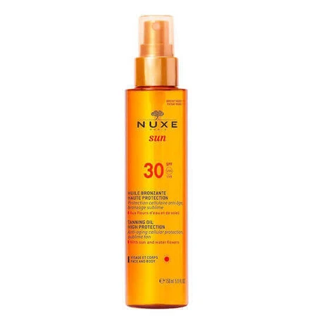 Nuxe Sun Tanning Beach Oil Масло для загара Водостойкое солнцезащитное масло для лица и тела SPF30 150 мл Спрей 150 мл: цены и характеристики