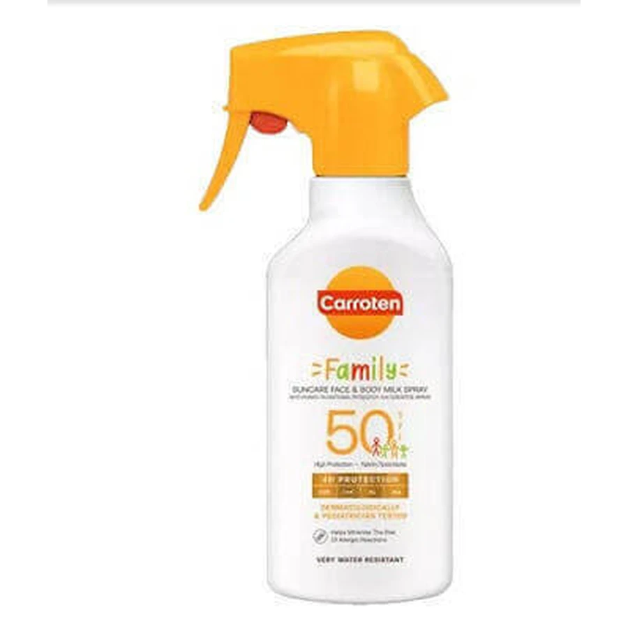 Carroten Family Водостойкий солнцезащитный крем для лица и тела SPF50 спрей 270 мл: цены и характеристики
