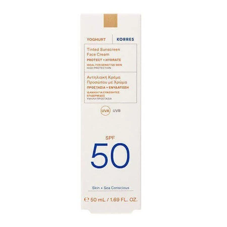 Korres Йогуртовый антисолнечный крем для лица SPF50 с пигментом 50 мл: цены и характеристики