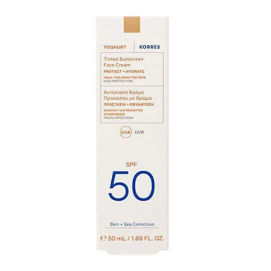 Korres Йогуртовый антисолнечный крем для лица SPF50 с пигментом 50 мл: цены и характеристики
