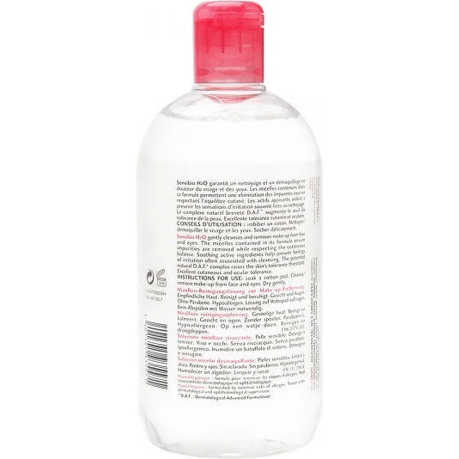 Bioderma Sensibio H2O Ваша шкіра заслуговує на повагу Міцелярна вода для зняття макіяжу Міцелярна вода для зняття макіяжу з обличчя та очей 500 мл: ціни та характеристики