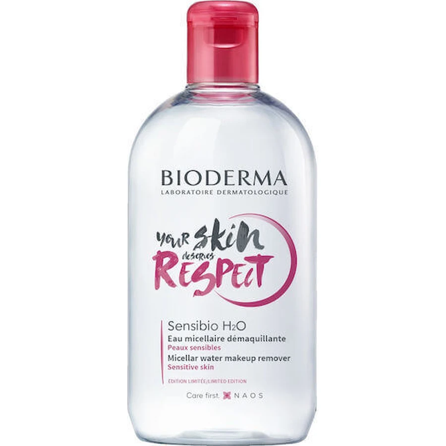 Bioderma Sensibio H2O Ваша шкіра заслуговує на повагу Міцелярна вода для зняття макіяжу Міцелярна вода для зняття макіяжу з обличчя та очей 500 мл: ціни та характеристики