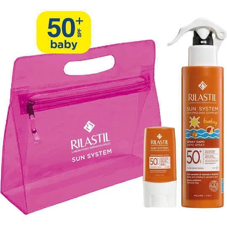 Rilastil Sun System Дитячий сонцезахисний крем-емульсія SPF50 200 мл Сонцезахисний стік для чутливих ділянок шкіри та грудей: ціни та характеристики