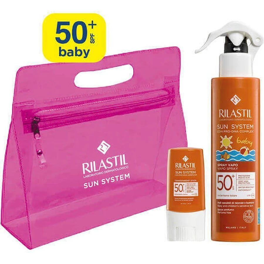 Rilastil Sun System Дитячий сонцезахисний крем-емульсія SPF50 200 мл Сонцезахисний стік для чутливих ділянок шкіри та грудей: ціни та характеристики