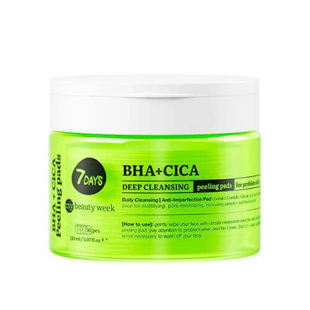 7DAYS Отшелушивающие пилинговые подушечки для лица Bha+cica: цены и характеристики