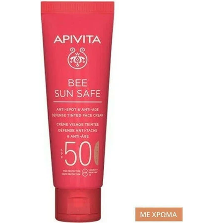 Apivita Bee Sun Safe Водостійкий крем для обличчя проти зморшок і старіння SPF50 з пігментним відтінком 50 мл: ціни та характеристики