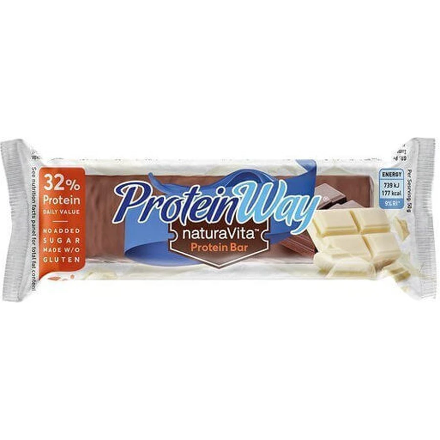 Протеїновий батончик Natura Vita Protein Way з 32% білка зі смаком білого шоколаду 50гр: ціни та характеристики