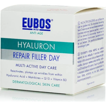 Eubos Hyaluron Repair Filler Увлажняющий, антивозрастной и тонизирующий дневной крем для лица с гиалуроновой кислотой и пептидами 50 мл: цены и характеристики